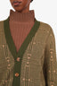 Gucci Green Wool Horsebit Jacquard Knit Cardigan Size M
