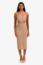 Reformation Brown Knit Sleeveless Crop Top + Pencil Skirt Set Size XS