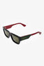 Gucci Black/Green/Red Acrylic Rectangular Logo Sunglasses