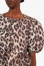 Ganni Leopard Poplin Bow Peplum Top Size 38