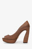 Prada Gold Sparkly Open Toe Platform Heels Size 38.5