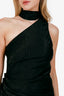 Ronny Kobo Black Silk One Shoulder Tie Midi Dress Size S