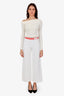 Pre-loved Chanel™ 19P White/Red Logo Intarsia Knit Pants Size 34
