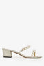 Jimmy Choo Iridescent Silver Faux Pearl 'Amara 45' Sandals Size 41.5