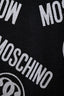 Moschino Black/Grey Merino Wool Logo Fringe Scarf