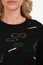 No.21 Black Graphic Printed Knit Crewneck Sweater Size 46