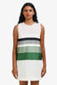 Celine White/Green Silk Printed Sleeveless Dress Size 36