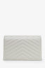 Saint Laurent White Grained Leather Wallet on Chain
