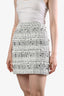 Pre-loved Chanel™ 2017 White Tweed Pearl Detail Mini Skirt Size 34
