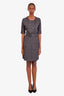 Burberry Grey Wool Button Up Belted Mini Dress Size M