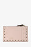 Valentino Pink Leather Rockstud Card Holder