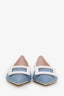 Roger Vivier Denim/White Leather Trimmed Pointed Toe Flats Size 40