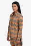 Burberry Tan Cotton Novacheck Button-Up Long Sleeve Top Size 4