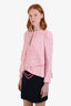 Pre-loved Chanel™ 2016 Pink Cotton Blend High Low Neck Tie Blazer Size 34