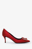 Roger Vivier Red Satin Crystal Embellished Heels Size 36.5