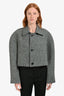 Maison Margiela 2019 Runway Grey Wool Herringbone Flamingo Print Cropped Jacket Size 36