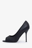 Gucci Black Guccissima Peep Toe Heels Size 39