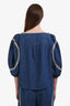 Zimmermann Blue Denim Dark Wash Embroidered Top Size 3