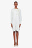 Chloe White Satin Ruffle Tie Detail Long Sleeves Dress Size 38