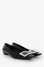 Roger Vivier Black Patent Square Toe Buckle Flats Size 37.5