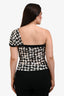Jean Paul Gaultier Black/White Silk Blend One Shoulder Tank Top Size M