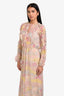 Red Valentino Pink Silk Floral Long Sleeve Maxi Dress Size 36