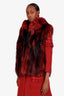 Vintage Red/Black Fox Fur Vest Est Size M