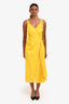 Off-White Yellow Cotton Sleeveless Flare Midi Dress Size 38