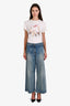 Nili Lotan Blue Faded Denim Wide Leg 'Megan' Jeans Size 30