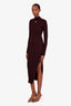 Courreges Purple Logo-Embroidered Ribbed Polo Midi Dress Size S