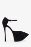 Amina Muaddi Black Suede Platform Pointed Toe Heels Size 37.5