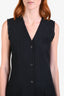 Miu Miu 2023 Navy Pinstriped Wool Buttoned Sleeveless Dress Size 40