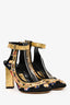 Louis Vuitton Black/Multicolour Satin Floral Embroidered Heels Size 36.5
