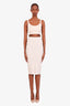Fendi x Skims White Embossed Crop Top + Midi Skirt Size 36