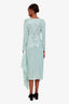 Roland Mouret Mint Green Sequin Belted Asymmetrical Midi Dress Size US 10