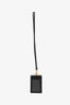 Prada Black/Gold Saffiano Leather Badge Holder with Strap