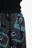 Hermès Black/Blue Silk Graphic Wide Leg Pants Size 40