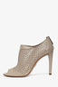 Prada Beige Leather Perforated Peep Toe Bootie Size 41