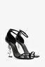 Saint Laurent Black/Silver Patent Leather Opyum High Heels Size 37