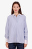 Max Mara Blue/White Pinstripe Button Down Shirt Size US 10