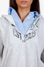 Alexander Wang Grey Prestyled Slashed Hoodie with Blue Cropped Shirt Dickie Size S