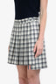 Thom Browne White/Grey Wool Dropped Pleated Plaid Mini Skirt Size 42