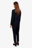 Sandro Navy Wool Velvet Detailed Oversized Blazer and Straight Leg Pants Size 38
