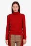 Jil Sander Red Cashmere Turtleneck Sweater Size 36