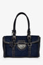 Prada Blue Nylon Leather Lock Shoulder Bag