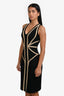Alexander McQueen Black/Tan Pleated Flare Midi Dress Size XS