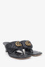 Gucci Black Padded Chevron Matelasse Leather Marmont GG Thong Sandal Size 39.5