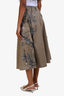 Christian Dior 2022 Brown Denim Embroidered Cargo Midi Skirt Size 4