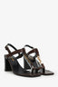 Saint Laurent Brown Calfskin Cassandra Monogram Sandals Size 38