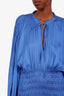 Maje Blue Ruffled Long Sleeve Maxi Dress Size 40